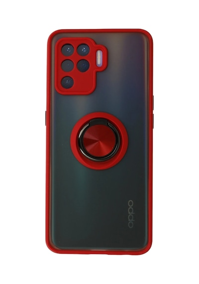 Newface - 398 - Oppo Reno 5 Lite Kılıf Montreal Yüzüklü Silikon Kapak - Csmo-tex - - Kırmızı