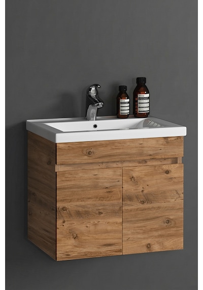 Çiğdem 65 Cm Atlantik Çam Mdf Seramik Lavabolu Asma Banyo Alt Dolabı