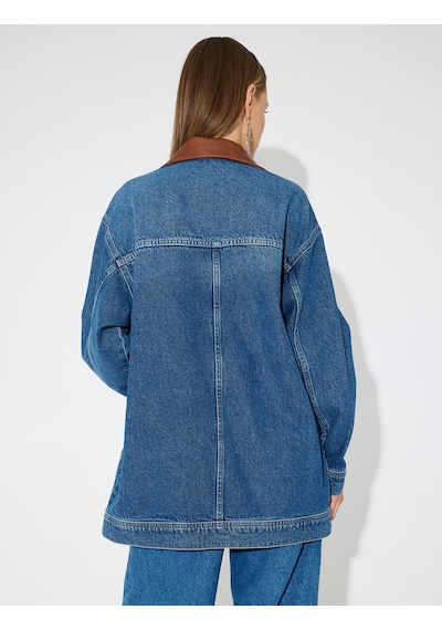 Koton Koton X Zeynep Bastık - Oversize Uzun Kot Ceket Suni Deri Yaka Detaylı Cepli Orta İndigo 5wal50057md İndigo Indıgo Koton Koton X Zeynep Bastık - Oversize Uzun Kot Ceket Suni Deri Yaka Detaylı Cepli Orta İndigo 5wal50057md İndigo Indıgo