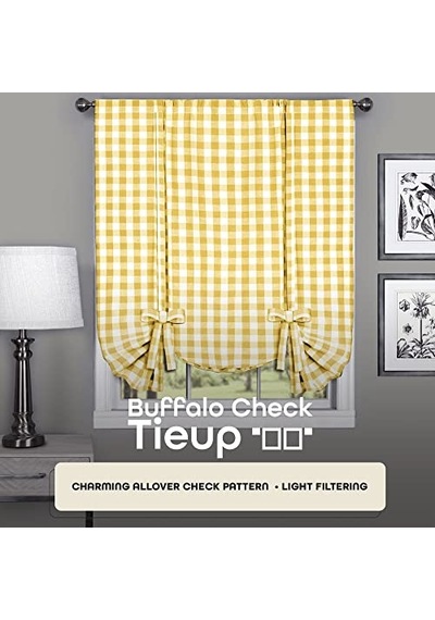 Home Furnishings Buffalo Perde Tutucu, Kareli, 42 X 63 Cm, Sarı Genel