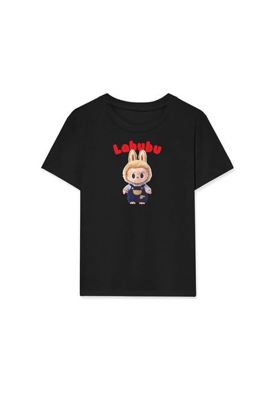 Kız Labubu Çocuk Baskılı T-shirt - Beyaz Çok Renkli