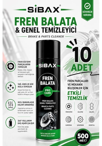 Sibax SB1000 Fren Balata ve Genel Temizleyici Sprey 500 ml (10 ADET)
