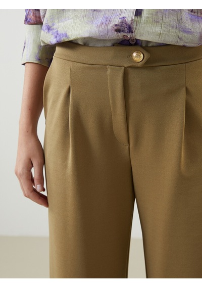 Lcw Vision Kahverengi Loose Fit Krep Kadın Pantolon