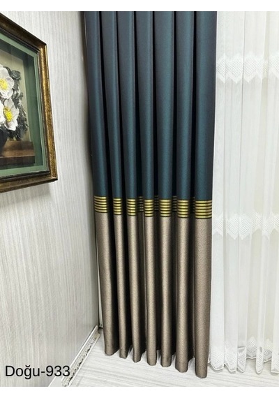 Nivemeshome Doğu Zümrüt Yeşili - Gold Ft671536 V-933 1/3 Sık Pileli Fon Perde Apm