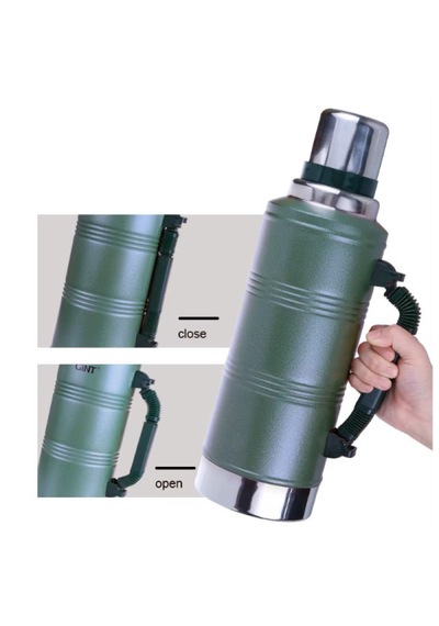 1.25 Litre Vakumlu Paslanmaz Çelik Termos 48 Saat Isı Korumalı & Ergonomik Kulplu Kamp Termosu Koyu Yeşil