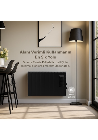 Kumtel Siyah Fanlı Konvektör Isıtıcı 2500w Hc-2952