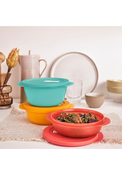 Tupperware Mikro Oval Kap 3Lü Set 1L15L2L Çok Renkli