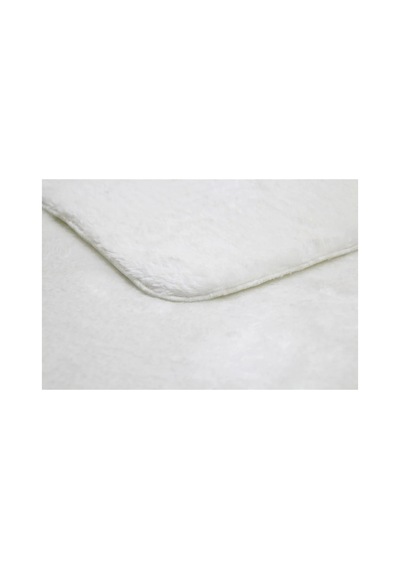 Beyaz Oval Post Halı Kesme Yolluk Peluş Yumuşak Kaymaz Dot Taban