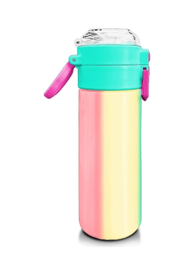 Coral High Kids Renkli Çizgili Pipetli Ve Direkt İçim Çelik Termos 500 Ml 31844 Çok Renkli