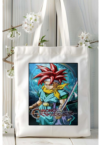 Art Hediye Chrono Cross Oyun Baskılı Bez Çanta Omuz Çantası Kişiye Özel Model 5 Çok Renkli
