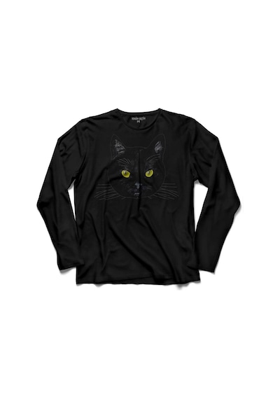 Kara Kedi Silüet Tasarım Göz Black Cat Eye 3 Uzun Kollu Tişört (512982966)