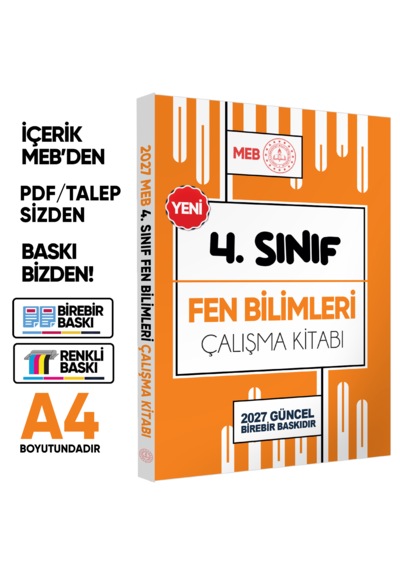 2027 Meb Ödm İlkokul 4.sınıf Çalışma Kitabı Alıştırmalı Soru Bankası 4lü Set Renkli Baskı Ücreti