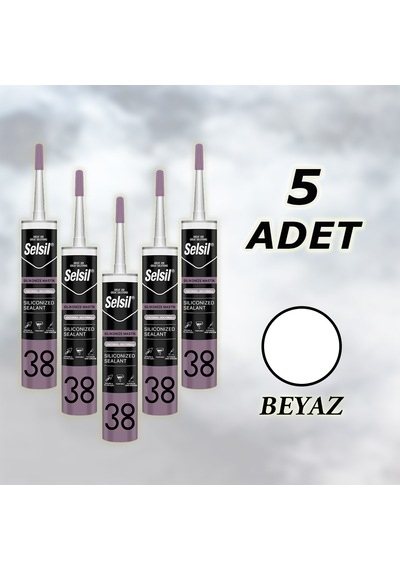 Selsil Silikonize Mastik Beyaz 500 Gr 52083 5 Adet Beyaz