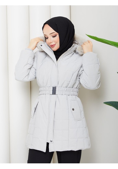 Eslemnur Nova Kumaş Şişme Mont 85cm Krem