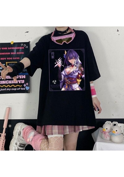 Noıssey Kırmızı Etiket Gala Genshin Etki Aksiyon Oyunu Baskılı T-shirt Mod435 09355 Siyah