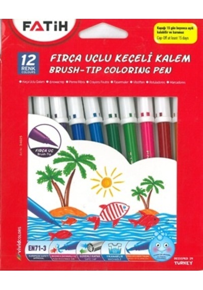 Fatih Keçeli Boya Kalemi Fırça Uçlu 12  Renk