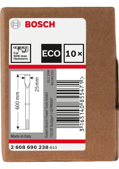 Bosch SDS-Max 600x25 mm 10'lu EKO Yassı Keski - 2608690238
