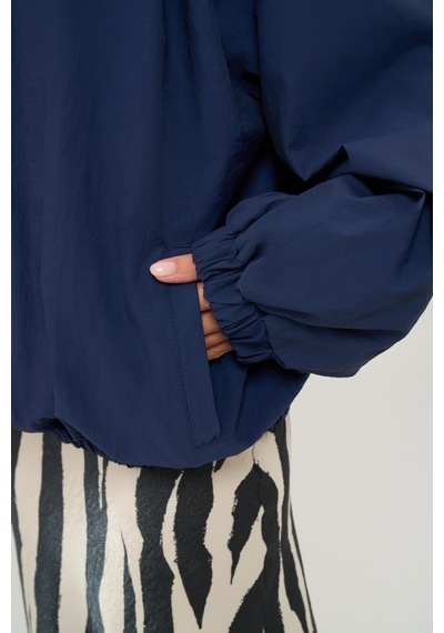 Mai Collection Azel Fermuarlı Oversize Lacivert Bomber Ceket Lacıvert