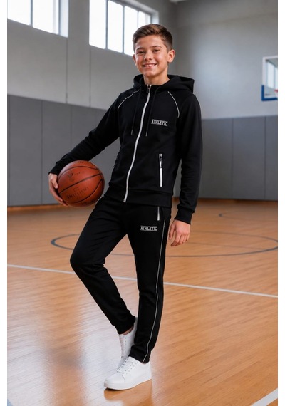Pina Kids Erkek Çocuk Atheletic Reglan Kol Kapüşonlu Düz Paça Dalgıç Kumaş Eşofman Takımı Esf7019 siyah Pina Kids Erkek Çocuk Atheletic Reglan Kol Kapüşonlu Düz Paça Dalgıç Kumaş Eşofman Takımı Esf7019 siyah