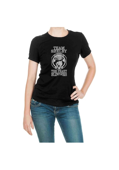 Peaky Blinders Team Tommy Shelby Baskılı Siyah Kadın Tshirt