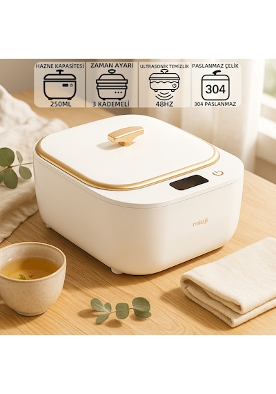 Mioji Mio Uv2c Ultrasonic Protez, Dişlik Ve Takma Diş Temizlik Cihazı Beyaz