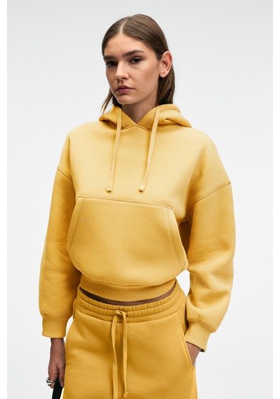 Grimelange Selene Kadın Kapüşonlu Kangru Cepli Regular Fit Sarı Sweatshirt Sarı