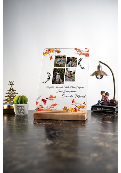 Sevgililer Günü 4 Fotoğraflı Seni Seviyorum Masa Ev Dekor Dekoratif Ahşap