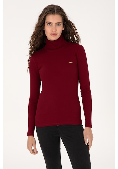 U.S. Polo Assn. Kadın Bordo Balıkçı Yaka Sweatshırt 50313430-VR014