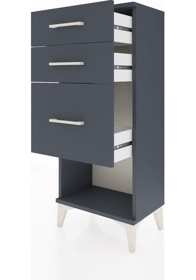 Arges Komodin 3 Çekmeceli 44x30x106 Antrasit-antrasit Antrasit