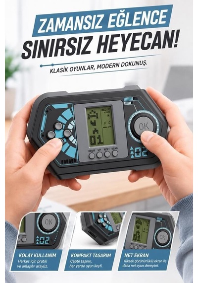 Özel Seri Müzikli Oyuncak Eğlence Oyun Kolu Atari Joystick Tetris Gameboy Gc015 Siyah