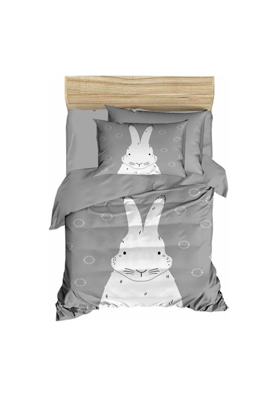 Yenidoğan Kız / Erkek Unisex Bebek Nevresim Takımı %100 Pamuklu Gri Tavşan Çok Renkli
