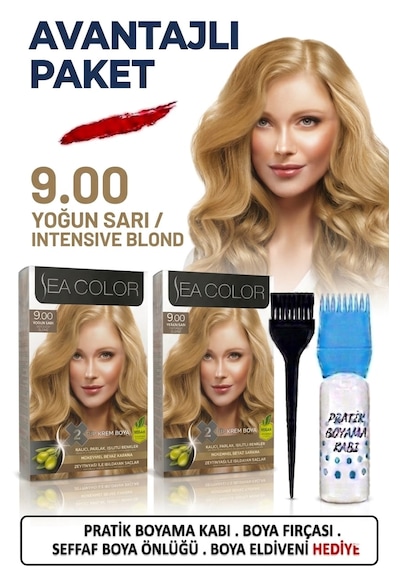 Sea Color Set Saç Boyası 9.00 Yoğun Sarı 2 Li 2 Kutu+pratik Boya Kabı