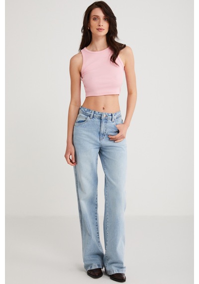 Ethıquet Joyce Kadın Slim Fit Dar Kalıp Sıfır Kol Bisiklet Yaka Örme Crop Pembe Atlet