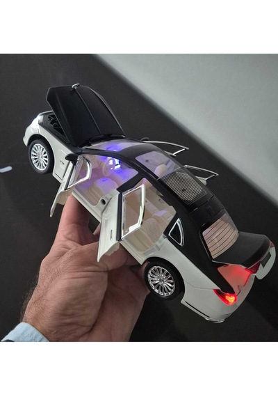 Metal Model Araç Mercedes S Class Oyuncak Araba Çek Bırak Sesli 23 Cm Beyaz Siyah