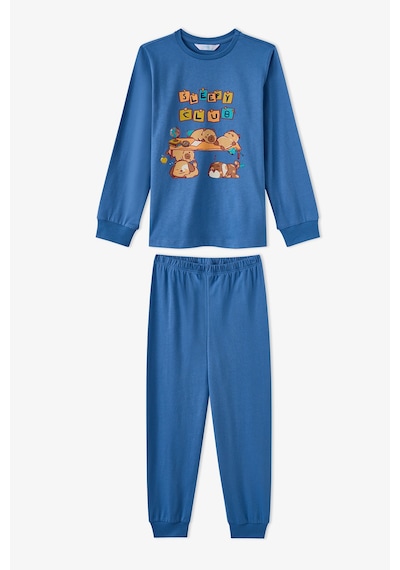 Penti Erkek Çocuk Mavi Sleepy Club Uzun Kollu Pamuklu 2li Pijama Takımı