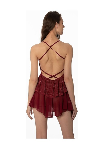 Pierre Cardin 645 Kadın İp Askılı Saten Gecelik-bordo Bordo