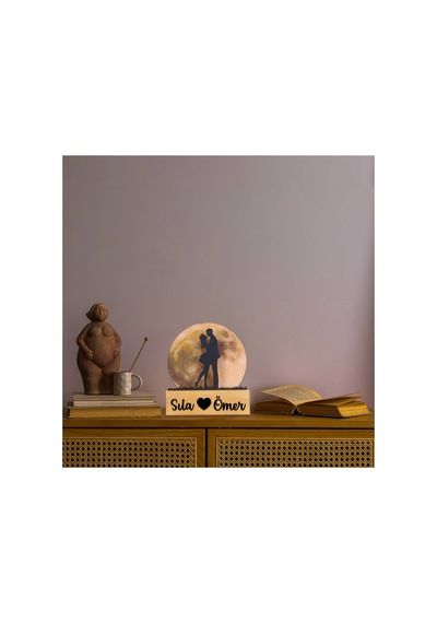 Led Işıklı Pleksi Dolunay Kişiselleştirilebilir Biblo Sandra Sarılan Sevgili Anahtar Askılığı Sarı - 737331545 Sarı