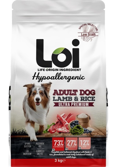 Loi Hipoalerjenik Kuzu Etli Yetişkin Köpek Maması 3 KG