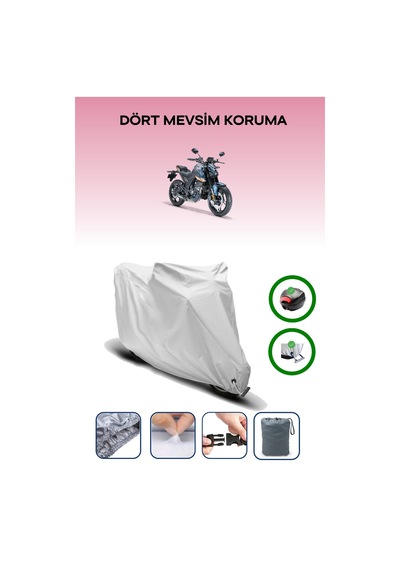 Gri Arka Çanta Ve Kilit Uyumlu Rks Rz 150 Uyumlu Motor Brandası