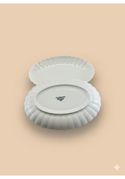 Bone Luz Form 24 Cm Kayık Tabak 2 Li Amblemli Krem