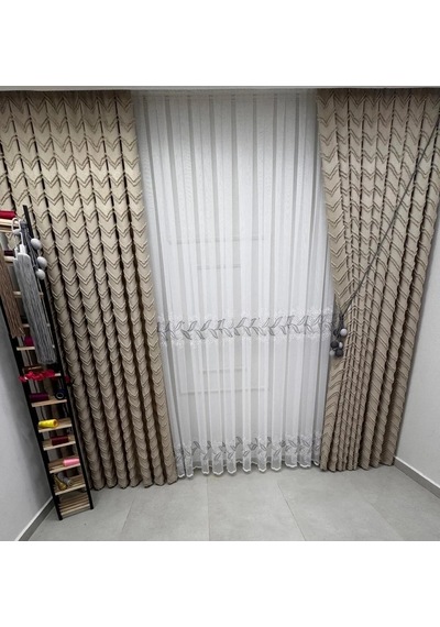 Nivemeshome Lale Gümüş 1/2,5 Pileli Tül Perde Apm Ekru