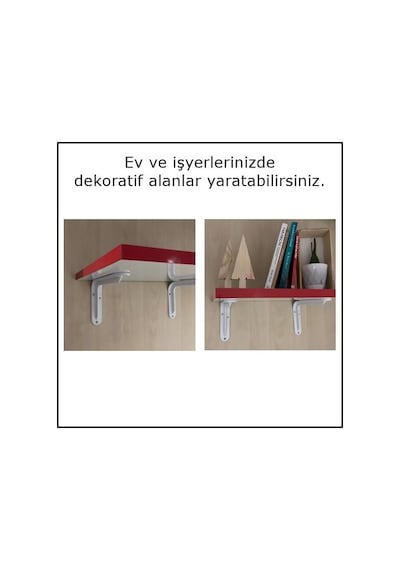 2 Adet Raf Altı Ayağı L Konsol Tüm Boyutlar - Raf Altı Kol 26x33 Cm Beyaz