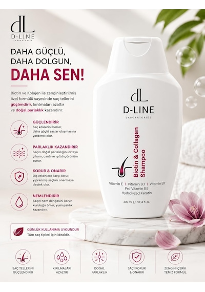 Biotin & Collagen Shampoo, Keratin, Saç Dökülmesine Karşı, Canlı Ve Güçlü Saçlar İçin Şampuan
