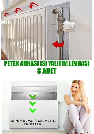 8 Adet Petek Kalorifer Radyatör Arkası Folyolu Plaka Isı Yalıtım