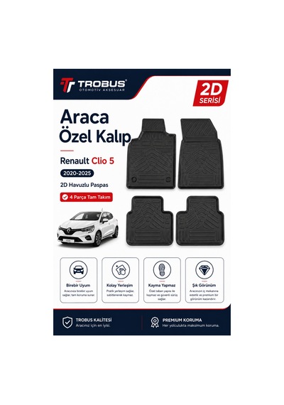 Trobus Renault Clio 5 2019 Sonrası 2d Havuzlu Paspas