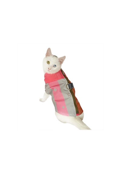 Kemique Pink Stars Su itici Kedi Yağmurluğu
