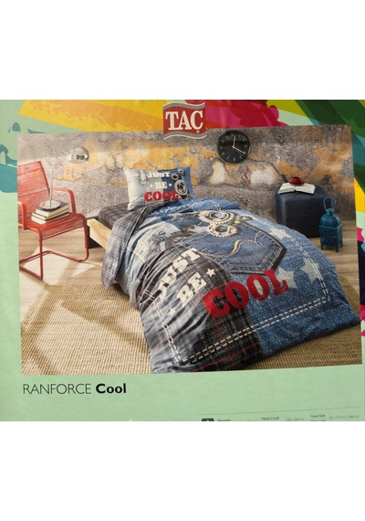 Taç Ranforce Genç Modası Cool Tk Nevresim Mavi