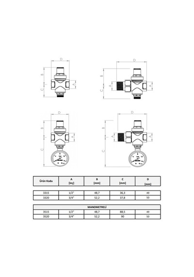 Case Minyon Su Basınç Düş. 1/2'' (3315 Maks.16 Bar)