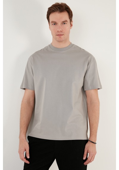 Buratti Pamuklu Relaxed Fit Sıfır Yaka Erkek T Shirt 5905446 Gri