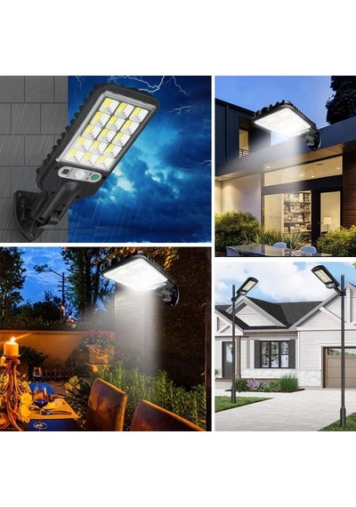 Solar Duvar Ledi 3 Farklı Işık Modlu Güneş Enerjisiyle Şarj Olan Dış Mekan Uyumlu Kumandalı